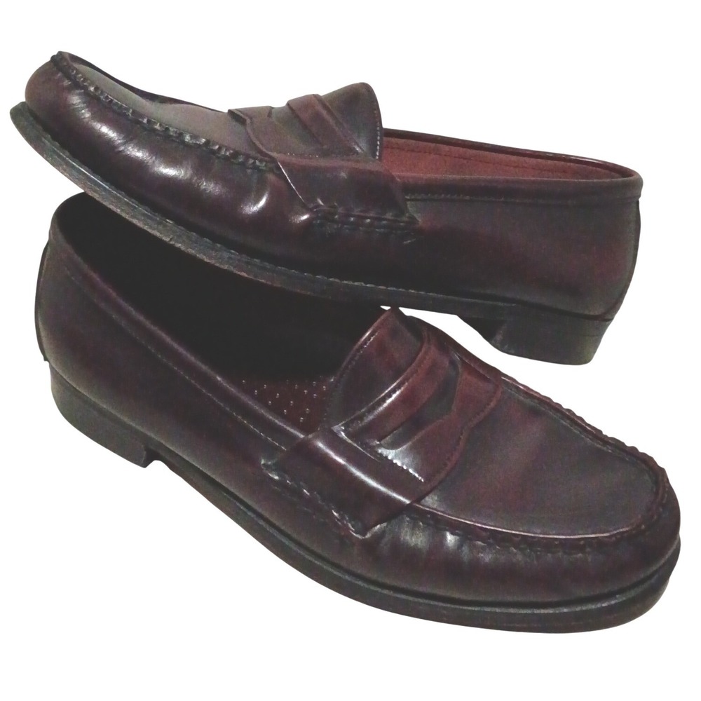 Dexter Vintage Penny Loafers Mens 9M Burgundy Leather Made in USA Dress Shoes